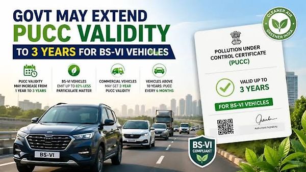 BS-VI ವಾಹನಗಳಿಗೆ 3 ವರ್ಷಗಳ PUC ಪ್ರಮಾಣಪತ್ರ ಸಿಂಧುತ್ವ: ಕೇಂದ್ರ ಸರ್ಕಾರದ ಹೊಸ ಕರಡು ಅಧಿಸೂಚನೆ