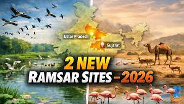 ಭಾರತದ ರಾಮ್‌ಸರ್ ತಾಣಗಳ ಸಂಖ್ಯೆ 98ಕ್ಕೆ ಏರಿಕೆ: ಉತ್ತರ ಪ್ರದೇಶ ಮತ್ತು ಗುಜರಾತ್‌ನ ಎರಡು ಪ್ರದೇಶಗಳಿಗೆ ಜಾಗತಿಕ ಮಾನ್ಯತೆ