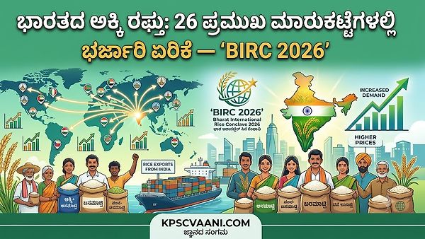 ಭಾರತದ ಅಕ್ಕಿ ರಫ್ತು: 26 ಪ್ರಮುಖ ಮಾರುಕಟ್ಟೆಗಳಲ್ಲಿ ಭರ್ಜರಿ ಏರಿಕೆ — ‘BIRC 2026’ ಮೂಲಕ ಜಾಗತಿಕ ವಿಸ್ತರಣೆಗೆ ಹೆಜ್ಜೆ
