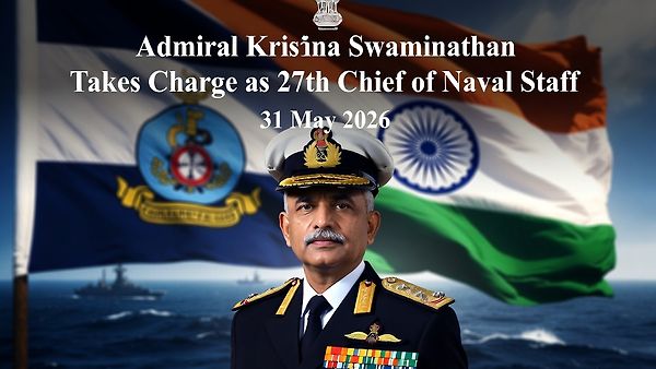 ಭಾರತೀಯ ನೌಕಾಪಡೆಯ ನೂತನ ಮುಖ್ಯಸ್ಥರಾಗಿ ಅಡ್ಮಿರಲ್ ಕೃಷ್ಣ ಸ್ವಾಮಿನಾಥನ್ ಅಧಿಕಾರ ಸ್ವೀಕಾರ