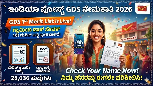 ಉದ್ಯೋಗಾಕಾಂಕ್ಷಿಗಳಿಗೆ ಗುಡ್ ನ್ಯೂಸ್: 28,636 ಪೋಸ್ಟ್ ಆಫೀಸ್ GDS ಹುದ್ದೆಗಳ 1ನೇ ಮೆರಿಟ್ ಲಿಸ್ಟ್ ಪ್ರಕಟ! ಈಗಲೇ ನಿಮ್ಮ ಹೆಸರು ಚೆಕ್ ಮಾಡಿ